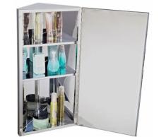 Armoire miroir rangement toilette salle de bain meuble mural d'angle 60 x 30 x 18,4 cm acier inoxydable - Armoire