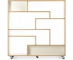 Myfaktory - Etagère en bois de style scandinave avec roues blanc - Bibliothèques