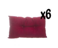 Lot de 6 coussins rectangulaires en coton et polyester coloris rouge, 30 x 50 cm -PEGANE- - Textile séjour