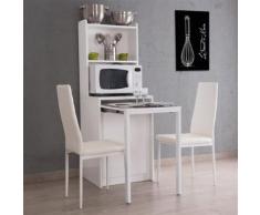 Buffet en bois avec table à manger à rallonges L155cm KIWI blanc - Tables salle à manger