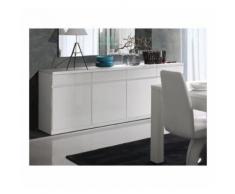 Buffet, bahut, enfilade FABIO. Composé de 4 portes et 4 tiroirs Blanc brillant high gloss. Meuble design et contemporain - Buffets