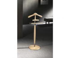 Valet de Nuit Naturel en Hêtre massif avec plateau porte objets sur socle circulaire, 45 x 32 x 110 cm -PEGANE- - Objet à poser