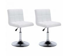 vidaXL Chaise pivotante de dîner 2 pcs Similicuir 50x43x85 cm Blanc - Chaise