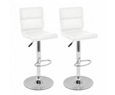 Meelady 2 pcs Tabouret de bar Pivotant et Réglable en Hauteur Cuir Synthétique pour Salon, Bar Blanc - Chaise
