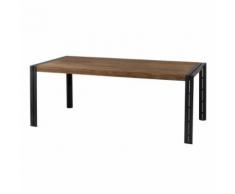 Table à manger 200x100 cm bois et métal APPOLINE - teck foncé - Tables salle à manger
