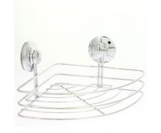 Etagère de salle de bain d'angle à ventouses - Métal - Décoration murale