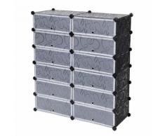 Armoire à Chaussures Meuble à Chaussures Etagère Avec Portes Plastique 12 Cubes Facile à Monter, Etagère de Rangement Pratique - Meubles à chaussures
