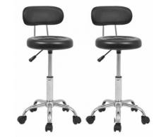 Meelady 2 pcs Tabouret de bar Pivotant et Réglable Simili-cuir pour Salon, Bar Noir - Chaise