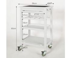 SoBuy® Desserte à Roulettes,Chariot de Cuisine Roulant,Blanc+billot FKW16-G-W FR - Dessertes de rangement