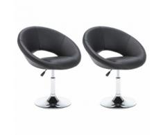 Meelady Chaise Pivotante Tabouret Haut en Similicuir pour Salles à Manger, Bureaux, Salon ou Bar 2 pcs 74 x 63,5 x 89 cm Noir - Chaise