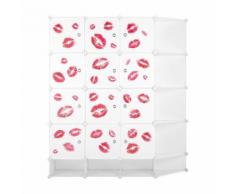 Armoire de Rangement 12 Cubes LANGRIA Penderie Etagères de Rangement Modulable avec Etagères d'Angle pour Vêtements Blanc Laiteux - Armoire