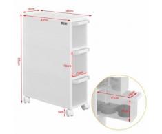 SoBuy® Chariot de stockage,Étagère Armoire de cuisine salle de bain FRG41-K-W FR - Meubles de salle de bain