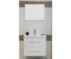 Meuble à suspendre 60 Marmande blanc + miroir + spot - Accessoires salles de bain et WC