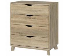 ABERDEEN Commode de chambre scandinave decor chene structure - L 79 cm - Commodes