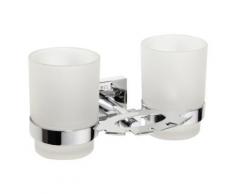 Porte brosse à dents en chrome et verres en verre BETA 19x9,5x12,5cm - Accessoires salles de bain et WC