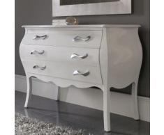 Commode 3 tiroirs blanc laqué baroque ETNA - L 117 x P 54,5 x H 85 cm - Commodes