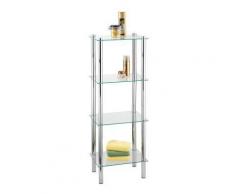 Étagère de salle de bain yago carrée, 4 étages - chrome/transparent - Accessoires de rangement