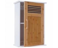 Armoire suspendue de salle de bains HWC-A85, meuble de salle de bains, bambou, 52x35x21 cm blanc - Meubles de salle de bain