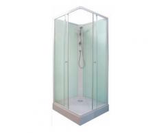Aqua+ - cabine de douche carré accès d'angle portes coulissantes fond vert d'eau 80x80cm - minea - Installations salles de bain