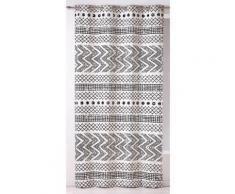 Rideau à oeillets tamisant coton rayure ethnique géométrique noir/blanc 140x260cm ETNIKAL - Rideaux et stores