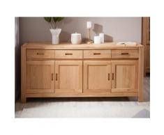 Enfilade 4 portes 4 tiroirs en chêne finition huilée - L182xP44xH85cm HAWKE - Buffets