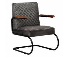 Meelady Fauteuil Cuir Véritable en Style Classe Moderne pour Salon/Bureau Gris 63 x 75 x 88 cm - Chaise