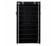 Armoire / étagères à chaussures 10 couches avec housse Noir 88 x 28 x 160cm - Meubles à chaussures