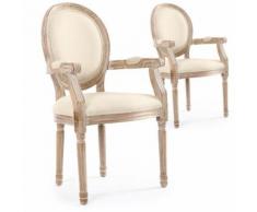 Lot de 2 chaises médaillon Louis XVI Cosy Tissu Beige - Chaise