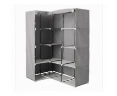 Armoire D'Angle 1 Penderie / 10 Étagères Gris Atmosphéra - Armoire