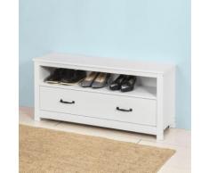 SoBuy FSR48-W Banc de Rangement Meuble à Chaussures Meuble d'Entrée Commode à Chaussures Confortable avec tiroir et étagère -Blanc - Armoire
