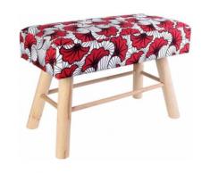 The Home Deco Factory - Banc à motifs avec pieds en bois Wax Rouge blanc - Bancs