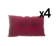 Lot de 4 coussins rectangulaires en coton et polyester coloris rouge, 30 x 50 cm -PEGANE- - Textile séjour