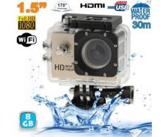 Caméra sport WiFi embarquée plongée caisson 12MP HD 1080P Or 8 Go - Caméscope à carte mémoire