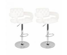 Meelady 2 pcs Tabouret de bar Pivotant et Réglable en Hauteur Cuir Synthétique pour Salon, Bar Blanc - Chaise