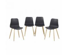 Lot de 4 Chaise Scandinave de Cuisine pour Salle à Manger avec Pieds en Métal, Noir - Chaise