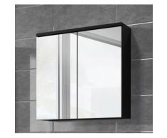 Meuble à miroir 60x59 cm Toledo Noir - Miroir armoire miroir salle de bains verre armoire de rangement - Installations salles de bain