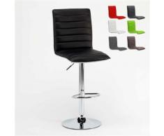 Tabouret de Bar cuisine haut fixe tournant réglable avec dossier DETROIT, Couleur: Noir - Tabourets