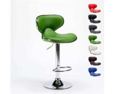 Tabouret pour cuisine et bar AMARILLO design moderne pivotant chromé, Couleur: Vert - Tabourets