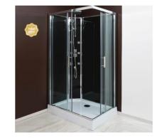 Aqua+ - cabine de douche accès d'angle porte coulissante verre transparent 80x80 - selia - Installations salles de bain
