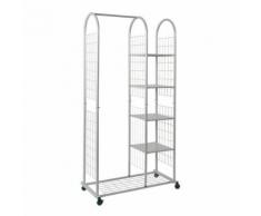 Portant 4 étagères sur roulettes en acier L85xP38xH171cm SABA - Portants et valets de nuit