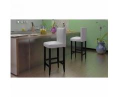 Meelady 2 pcs Chaise de Salon Tabouret de Bar en Cuir Artificiel Blanc - Chaise