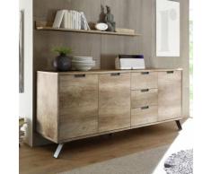 Enfilade 2 portes 3 tiroirs moderne couleur chêne PLUME 2 - Buffets