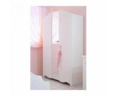 CHARME Armoire de chambre style contemporain laqué blanc - L 116 cm - Armoire