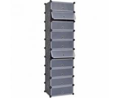 Armoire à chaussures avec 10 compartiments Noir - Étagère