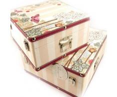 Set de 2 malles Coffres à jouets 'Belle Epoque' taupe rose - Objet à poser