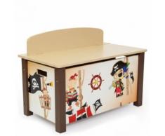 Coffre à jouets en bois meuble chambre enfant motif pirate 66x50x39cm APE06001 - Objet à poser