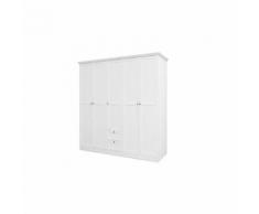 LANDWOOD Armoire de chambre romantique blanc mat - L 187 cm - Armoire
