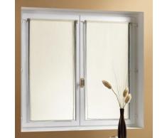 Voilage vitrage à passant polyester uni - lot de 2 ADONIS - Blanc - 60x160cm - Rideaux et stores