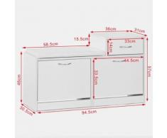 SoBuy® Banc Meuble à chaussures 2 abattants+coussin,rangement Armoire FSR17-W FR - Bancs