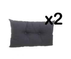 Lot de 2 coussins rectangulaires en coton et polyester coloris gris foncé, 30 x 50 cm -PEGANE- - Textile séjour